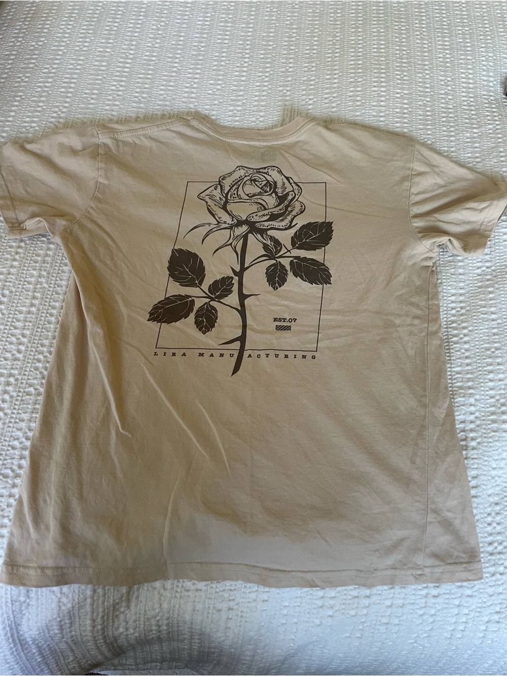Boy's Tan Graphic Rose Back Print T-Shirt